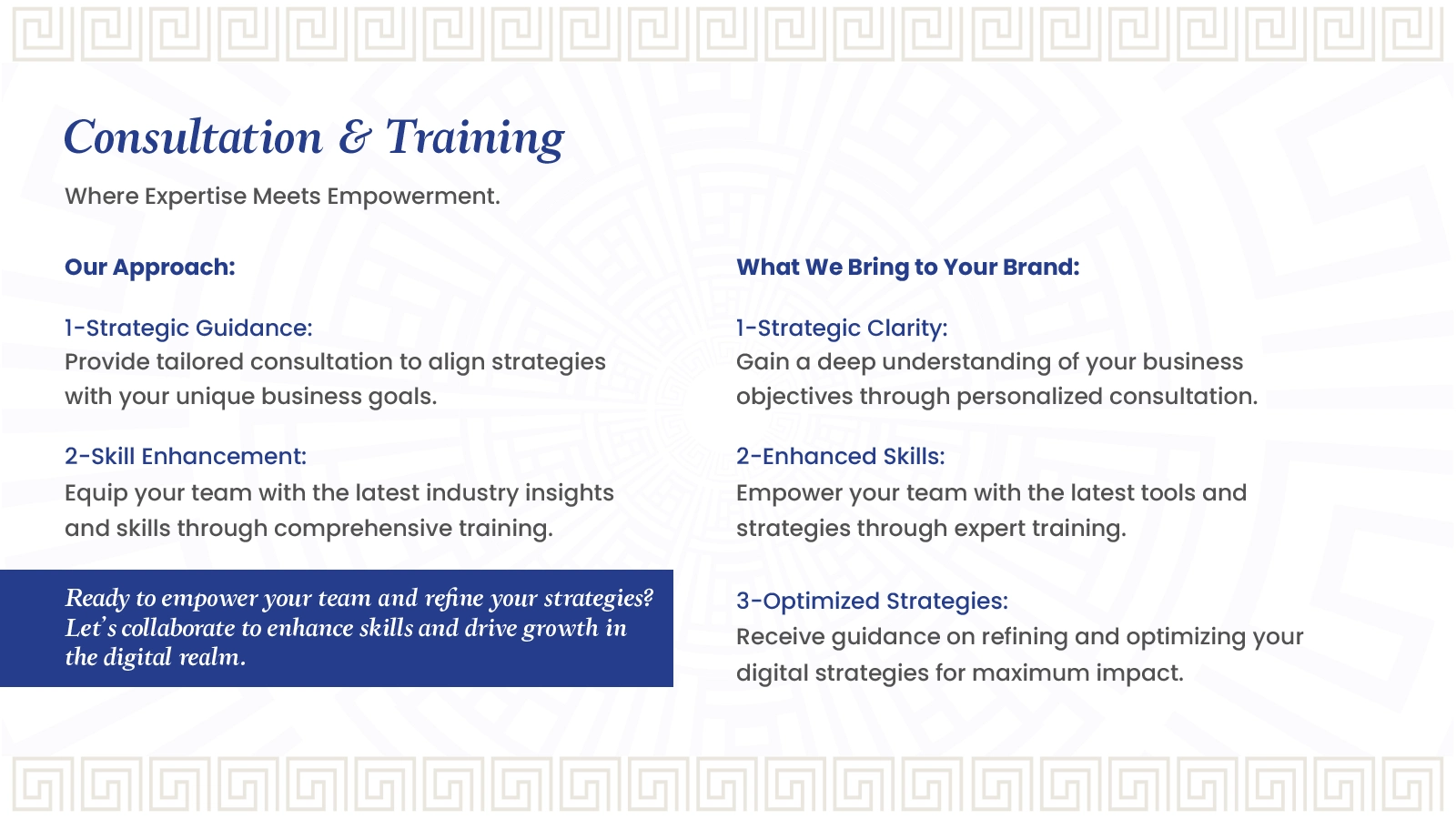 Consultation & Training